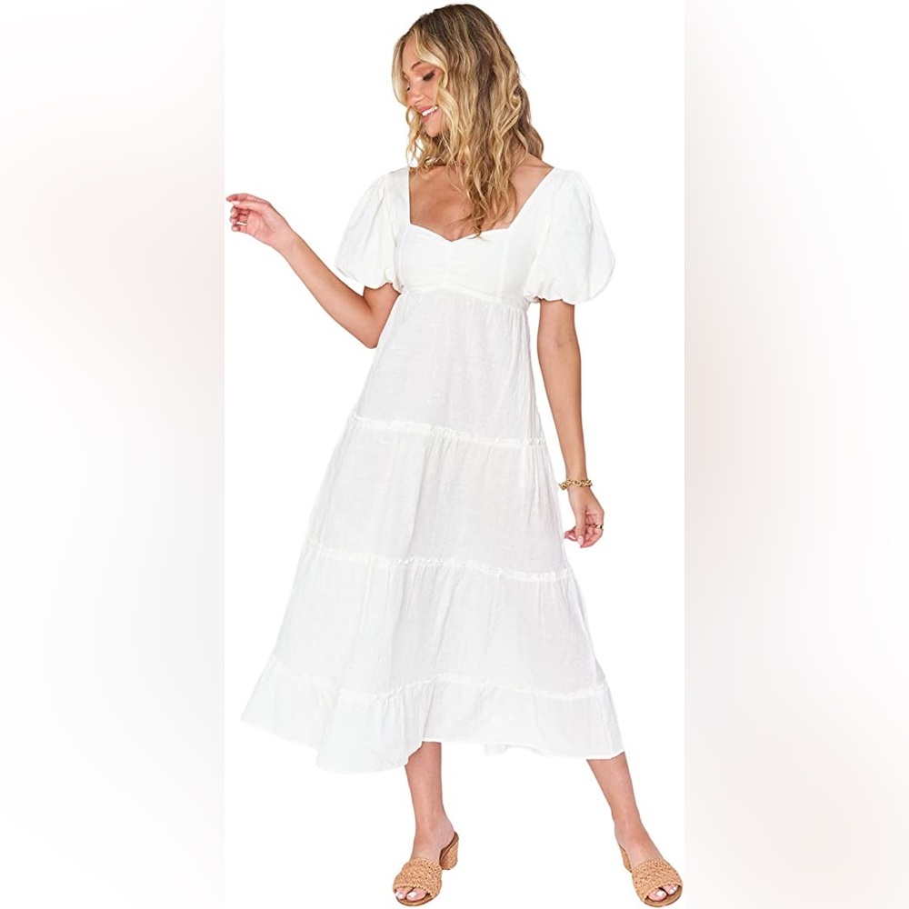Show Me Your MuMu Odette Midi Dress White Large New with Tags!
